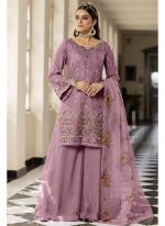Georgette Dusty Purple Festival Wear Embroidery Work Pakistani Suit